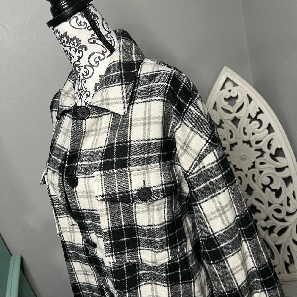 Forever 21 Plaid Shacket Size 0X NWT Boho Bohemian Plus Size Curvy - Picture 7 of 15